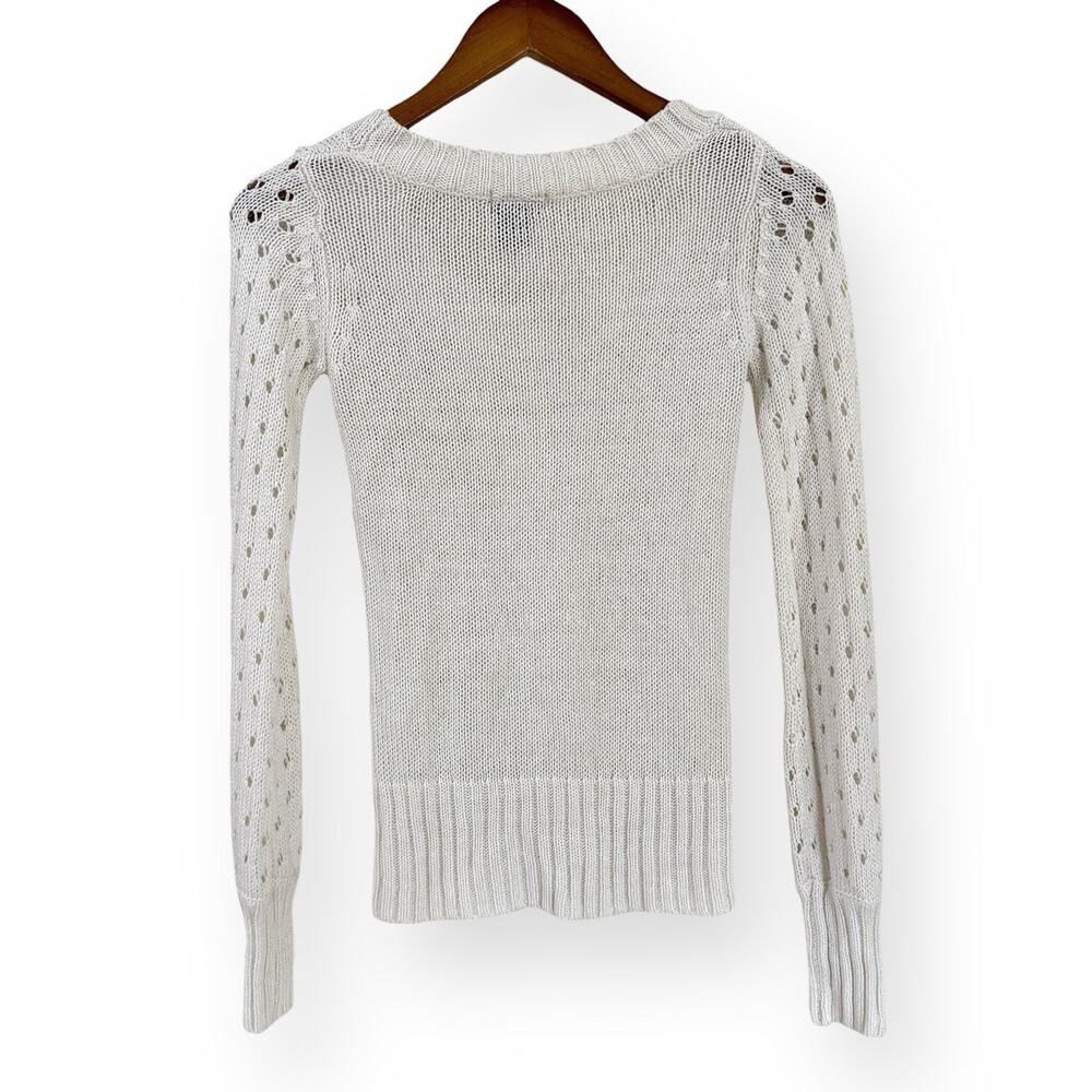 Vtg Y2K Wet Seal Sweater Womens S White Cable Knit Scoop Neck Preppy Balletcore - Picture 4 of 6